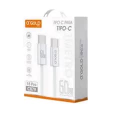 Cabo Carregador e Dados A'GOLD Tipo-C para Tipo-C 60W CB79