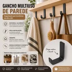 Gancho Multiuso De Parede Alumínio Preto