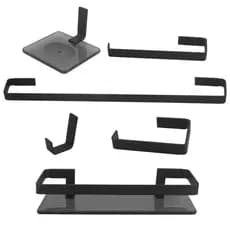 Kit Acessórios Para Banheiro Luxo Preto 6 Peças com Porta Shampoo Reto Preto 8mm