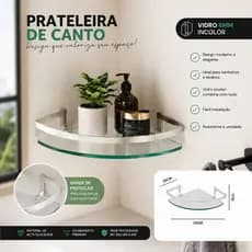 Prateleira De Canto Para Banheiro Em Vidro 6mm Premium Alumínio