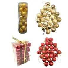 Bola De Natal 48 Pcs Decoracao De Natal Bolinhas Festa Noel vermelha e dourada
