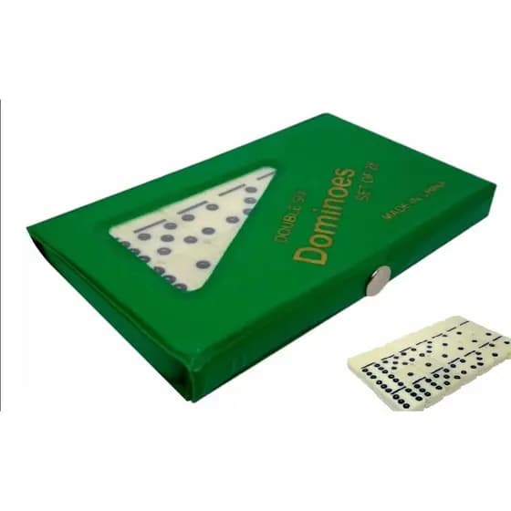 Domino Double Six Jogo Classico  Estojo Verde brincadeira passatempo