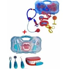Maleta Kit Dentista + Maleta Kit Médico 2 Em 1 Odontologia Dia das crianças brinquedo diversão odonto odontologia
