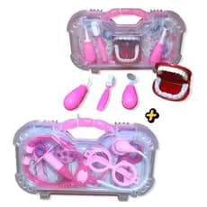 Maleta Kit Dentista Rosa + Maleta Kit Médico Rosa 2 Em 1 Dia das crianças natal diversão Odonto odontologia
