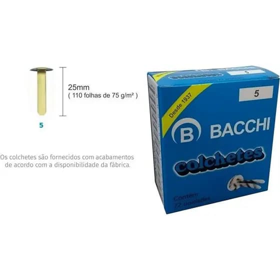 Colchete Latonados N.05 Cx.c/ 72unid. - Bacchi