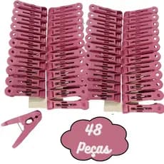 Prendedor de Roupa 48 Peças Plástico Resistente Pregador Varal Rosa