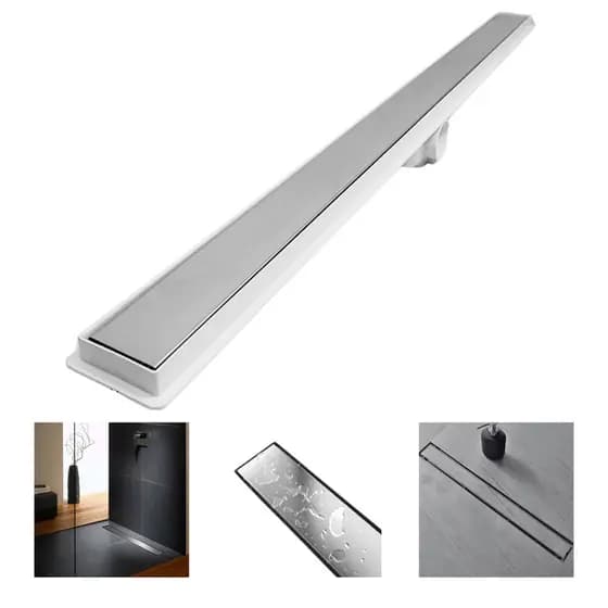 Ralo Linear 5x70 invisível Banheiro Inox Oculto 2 em 1 Coletor Branco Saídas 40mm com Tela (5cm x 70cm)