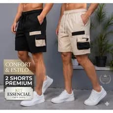 kit 2 Bermudas Dry Fit Tactel Elastano Short Masculino Street Premium Zíper No Bolso Cargo Moda Carioca