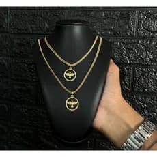 Cordão Fininho Gourmet + Pingente 4mm Banhados A Ouro Legítimo 18k Colar Corrente Masculina Moeda Antiga