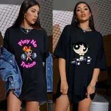 KIT 2 Camisetas De Treino Feminina Blusa Crossfit Academia Gym Oversized