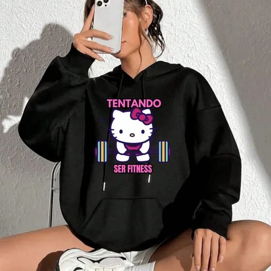 Moletom Com Capuz Flanelado Canguru Feminino Hoodie Gym