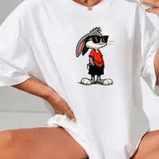 Camiseta Camisetão Feminina Pernalonga Algodão Gym Larga Academia Casual