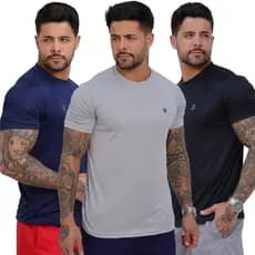 Kit 3 Camiseta Dry Fit Masculina Manga Curta Fitness Academia Corrida CrossFit Poliester Premium