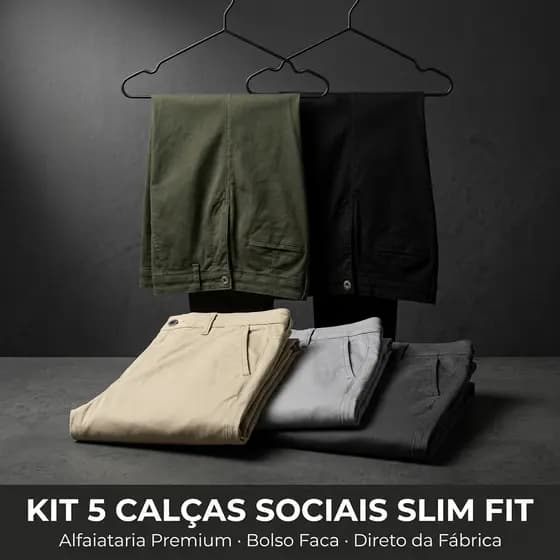 Kit 5 Calça Alfaiataria Masculino Slim Fit Calça Sarja Masculina Premium Calça Jeans Masculina Sarja