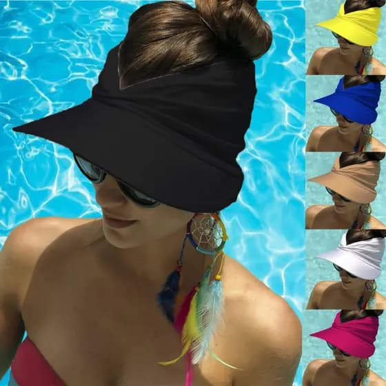 Viseira Feminina De Tecido Moda Praia, Corrida E Passeio Proteção Solar Turbante Boné Feminino Verão
