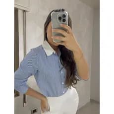 Blusa Feminina De Manga Longa De Lista
