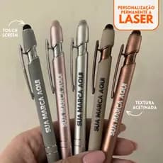 20 - 100 Canetas Touch Screen Metal Luxo Personalizadas a Laser - Kit Evento Corporativo - Opções de Detalhes
