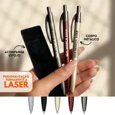 20 - 100 un Kit Presente Canetas Metal Luxo Personalizadas a Laser - Kit Evento Corporativo - ACOMPANHA ESTOJO