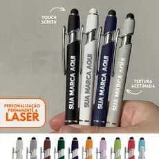 20 - 100 Canetas TOUCH SCREEN Metal Luxo Personalizadas a Laser - Kit Evento Corporativo - Toque Acetinado