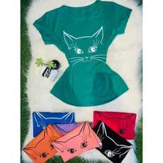 blusa t shirt feminino estampada gatinho viscolycra