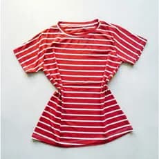 BLUSA T SHIRT ESTAMPA LISTRADA VERMELHO CAMISETA FEMININO VISCOLYCRA