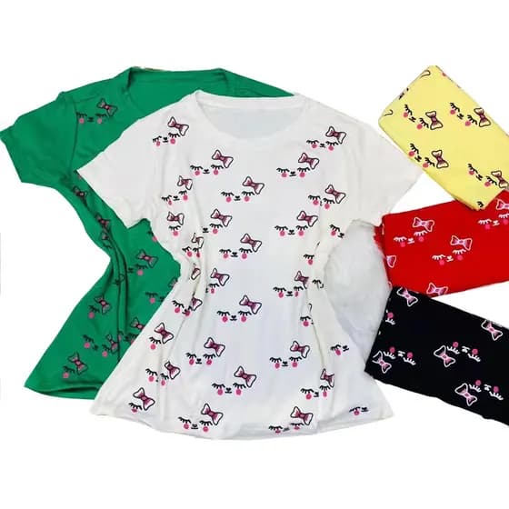 Kit 3 T -shirt Viscolycra Estampada Feminino Blusa Atacado