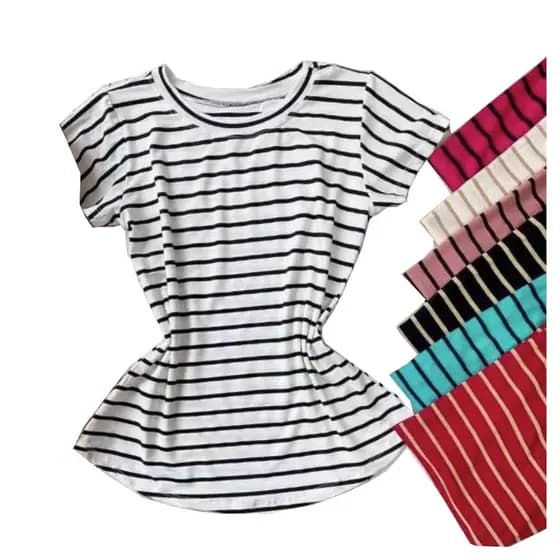 KIT 4  BLUSA T-SHIRT FEMININO ESTAMPA LISTRADA De Fabrica Atacado Revenda