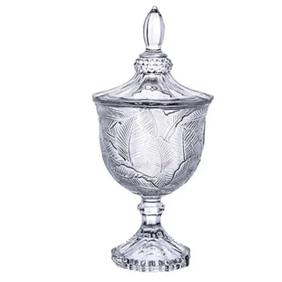 Potiche Baleiro Pote Para Decoração Em Cristal Folhagem