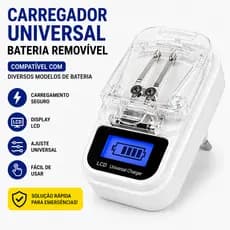 2 Carregador de Bateria Universal para Celular Camera e outros com Visor LCD
