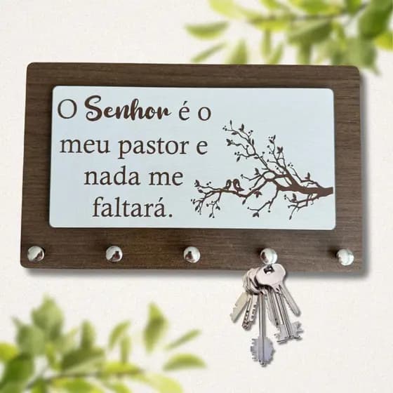 Porta Chaves O Senhor é Meu Pastor Decoração Religiosa Gancho Chaves
