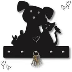 Porta Chaves Pets Cachorro e Gato Gancho Organizador