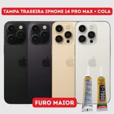 Vidro Traseiro Compatível iPhone 14 Pro Max Tampa Traseira + Cola Aleatório B7000 Ou T7000 15ml