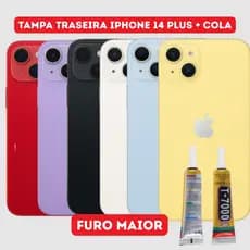 Vidro Traseiro Compatível iPhone 14 Plus Tampa Traseira + Cola Aleatório B7000 Ou T7000 15ml