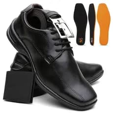 Kit Sapato Social Masculino Ortopédico Máximo Conforto + Cinto e Carteira