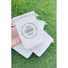 Saco Personalizado Algodão Cru 10x15cm 12un Lembrancinha Brinde Embalagem com Logo
