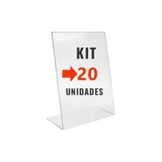 Kit com 20 Display Expositor Acrilico tamanho A5 15x21cm Vertical com Uma Dobra para adesivar PIX Qr Code Cardapio - Somente o Acrílico