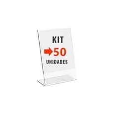 Kit com 50 Display Expositor Acrilico L Tamanho A6 10x15cm Vertical