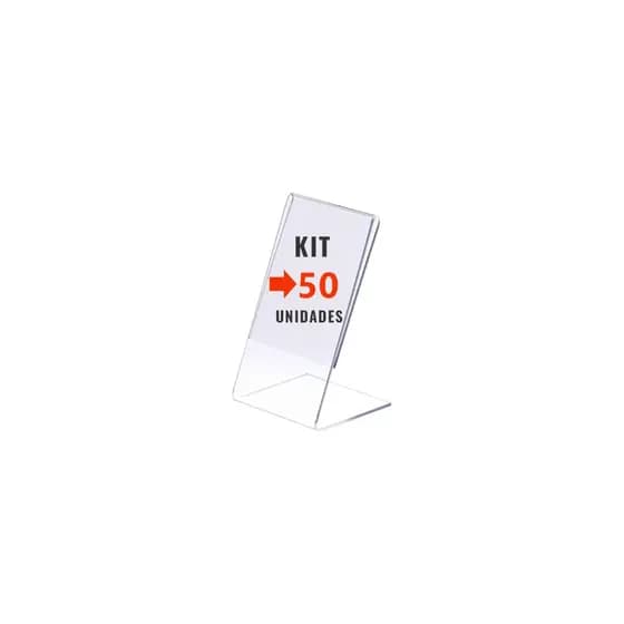 Kit com 50 display expositor acrílico porta preço etiqueta tamanho A8 medindo 8x5cm