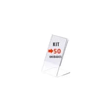 Kit com 50 display expositor acrílico porta preço etiqueta tamanho A8 medindo 8x5cm
