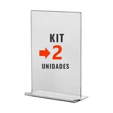 Kit com 2 Display Expositor Acrilico T Tamanho A5 15x21cm Vertical