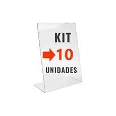 Kit com 10 Display Expositor Acrilico tamanho A5 15x21cm Vertical com Uma Dobra para adesivar - Somente o Acrílico