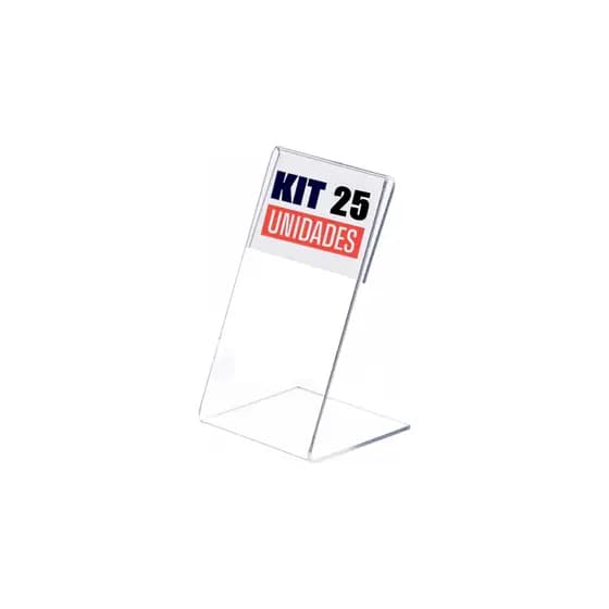 Kit com 25 display expositor acrílico porta preço etiqueta tamanho A8 medindo 8x5cm