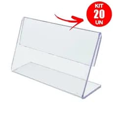 Display Acrilico Porta Preço 6x4cm (Horizontal) - Kit com 20 peças