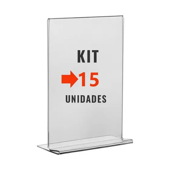 Kit com 15 Display Expositor Acrilico T 10x15cm Tamanho A6 de Mesa e Balcao para Cardapio Fotos Promocao Avisos Panfletos Qr Code
