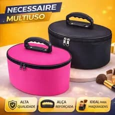 Maleta Nécessaires Frasqueiras Maquiagem Esmaltes Rosa e Preta Premium