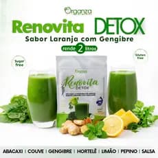 Suco Detox Refinax/Renovita 200g Organza Alimentos Rende 2L Organza antioxidante Suco Verde Gengibre