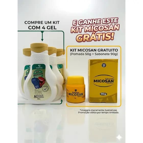 Kit 04 Gel Nocauteador Dokmos 200g Com Brinde Micosan  Combate Dor Muscular Massageador Profissional - Atacado Original