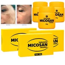 Kit Sabonete 90G e Pomada Clareador Facial Micosan 50G Seca Espinha Manchas Tratamento Melasma