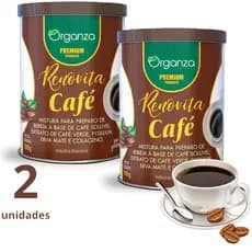 Kit 02 Cafés Solúvel Verde com Psyllium Erva Mate e Colágeno - Organza Alimentos