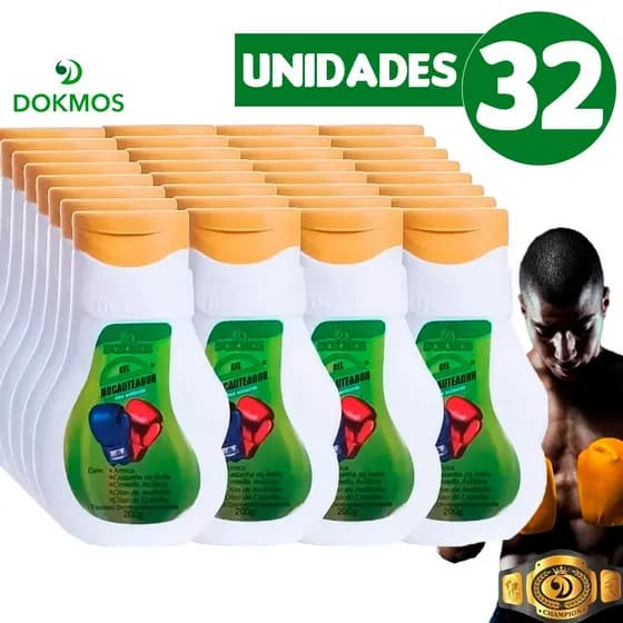 Kit 32 Gel Nocauteador Massageador Dokmos 200g Atacado - Combate Dor Muscular Arnica refrescante